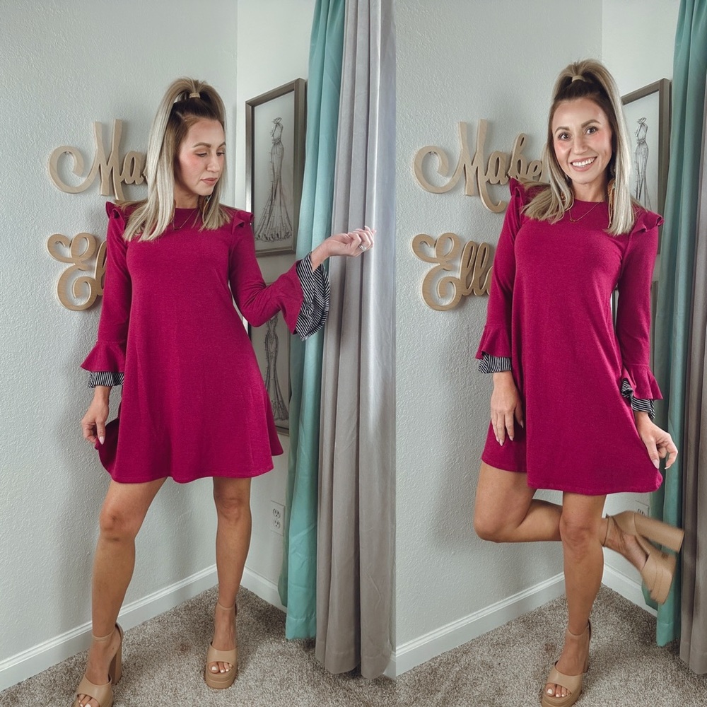 Bonnie Jean long sleeve jam  bell cuff sleeved knit dress size 16